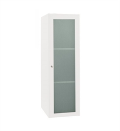 Ronbow 679018-1-W01 Shaker 18" Linen Cabinet Storage Tower with Frosted Glass Door in White