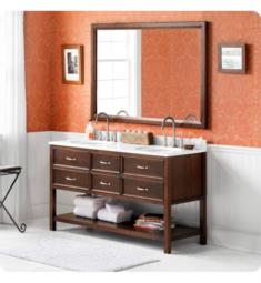 Ronbow 052760-F13 Newcastle 60" Freestanding Double Bathroom Vanity Base Cabinet in Cafe Walnut