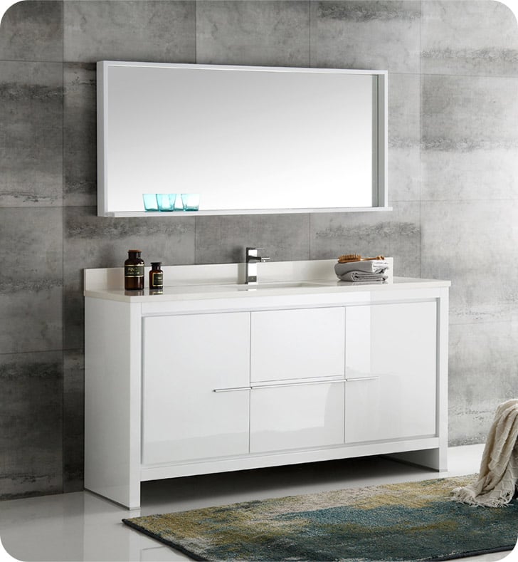 Fresca Fvn8119wh S Allier 60 White, 60 In White Bathroom Vanity Cabinet