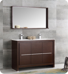 Fresca FVN8148WG-D Allier 48" Wenge Brown Modern Double Sink Bathroom Vanity with Mirror