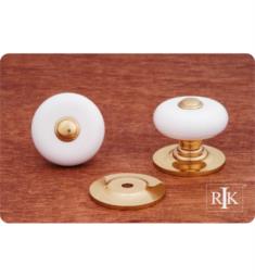 RK International CK-316 1 1/4" White Porcelain Cabinet Knob with Brass Tip