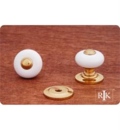 RK International CK-320 1" White Porcelain Cabinet Knob with Brass Tip