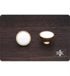RK International CK-515 1 1/4" Porcelain Brass and White Cabinet Knob