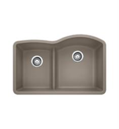 Blanco 441608 Diamond 32" Double Bowl Undermount Silgranit Kitchen Sink with low Divide in Truffle