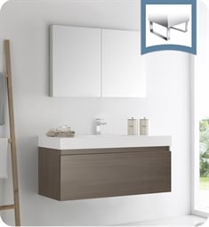 Fresca FVN8011GO Mezzo 48" Gray Oak Wall Hung Modern Bathroom Vanity with Medicine Cabinet
