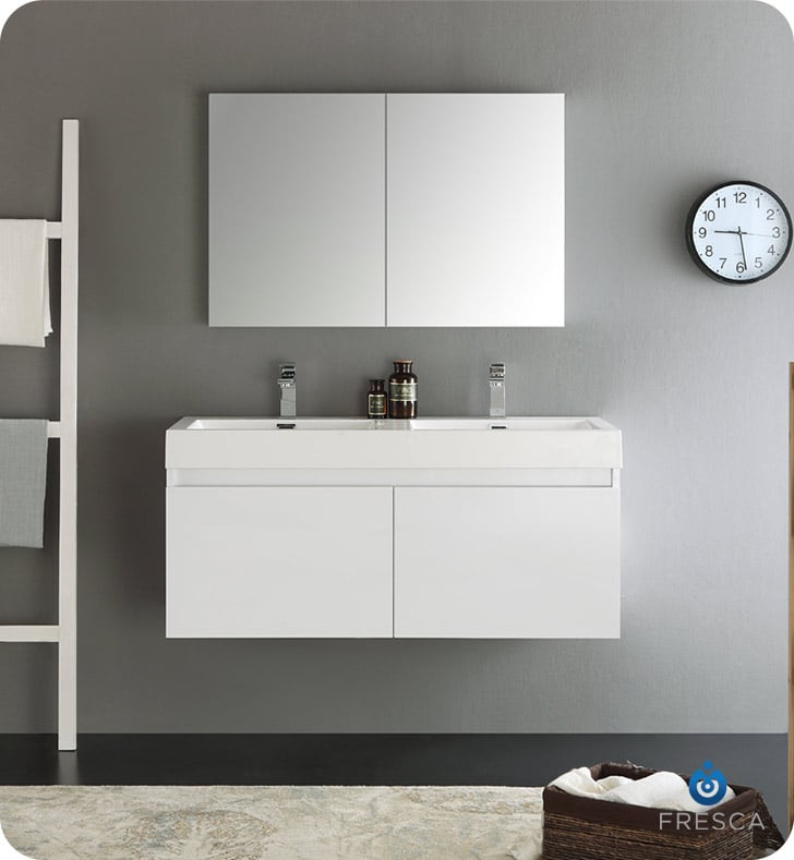 48 White Double Sink Vanity Cabinet 