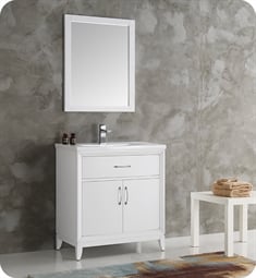 Fresca FVN2130WH Cambridge 30" White Traditional Bathroom Vanity with Mirror