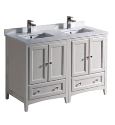 Fresca FCB20-2424AW-U Oxford 48" Antique White Traditional Double Sink Bathroom Cabinets with Top & Sinks