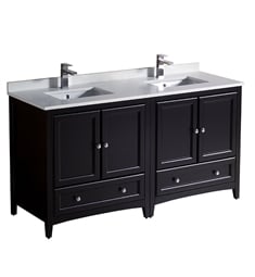 Fresca FCB20-3030ES-U Oxford 60" Espresso Traditional Double Sink Bathroom Cabinets with Top & Sinks