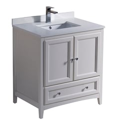 Fresca FCB2030AW-U Oxford 30" Antique White Traditional Bathroom Cabinet with Top & Sink