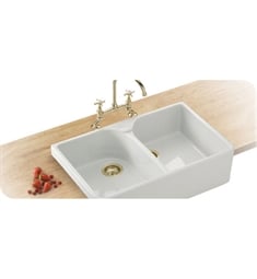 Franke MHK720-31WH Manor House 31 1/4" Double Basin Apron Front Fireclay Kitchen Sink in White