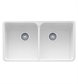 Franke MHK720-35WH Manor House 35 5/8" Double Basin Apron Front Fireclay Kitchen Sink in White