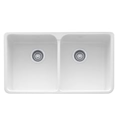 Franke MHK720-35WH Manor House 35 5/8" Double Basin Apron Front Fireclay Kitchen Sink in White