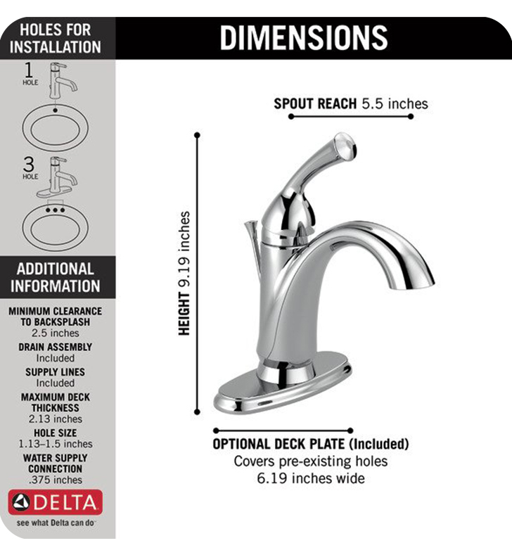 Stainless Delta Faucet 15999-SS-DST Haywood Single Handle Centerset Lavatory