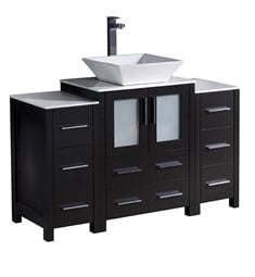 Fresca FCB62-122412ES-CWH-V Torino 48" Espresso Modern Bathroom Cabinets with Top & Vessel Sink