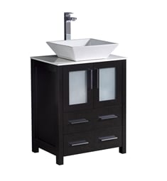 Fresca FCB6224ES-CWH-V Torino 24" Espresso Modern Bathroom Cabinet with Top &Vessel Sink