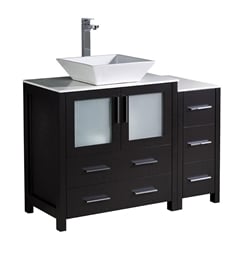 Fresca FCB62-3012ES-CWH-V Torino 42" Espresso Modern Bathroom Cabinets with Top & Vessel Sink