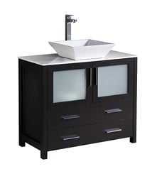 Fresca FCB6236ES-CWH-V Torino 36" Espresso Modern Bathroom Cabinet with Vessel Sink
