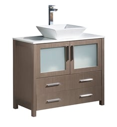 Fresca FCB6236GO-CWH-V Torino 36" Gray Oak Modern Bathroom Cabinet with Vessel Sink