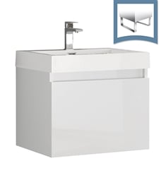 Fresca FCB8006WH-I Nano 24" White Modern Bathroom Cabinet with Integrated Sink