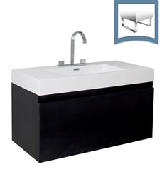 Fresca FCB8010BW-I Mezzo 39" Black Modern Bathroom Cabinet with Integrated Sink