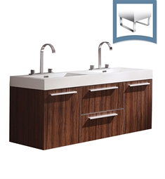 Fresca FCB8013GW-I Opulento 54" Walnut Modern Double Sink Bathroom Cabinet with Integrated Sinks