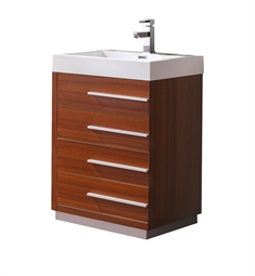 Fresca FCB8024TK-I Livello 24" Teak Modern Bathroom Cabinet with Integrated Sink