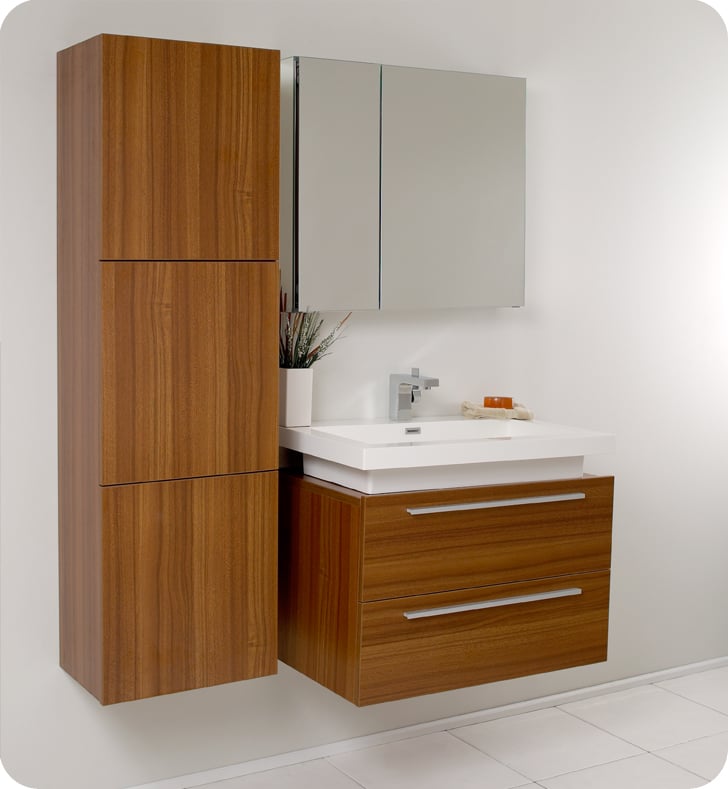 Miniyam 18 Bathroom Vanity Sink Combo for Small Space, Wall Mounted  Cabinet Set with Resin Basin Sink, Oak