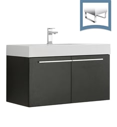 Fresca FCB8090BW-I Vista 36" Black Modern Bathroom Cabinet with Integrated Sink