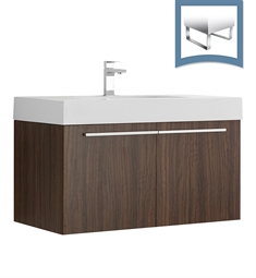 Fresca FCB8090GW-I Vista 36" Walnut Modern Bathroom Cabinet with Integrated Sink