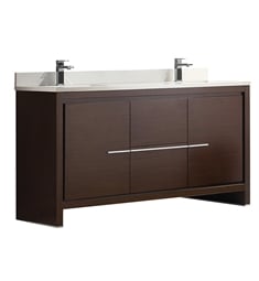 Fresca FCB8119WG-CWH-U Allier 60" Wenge Brown Modern Double Sink Bathroom Cabinet with Top & Sinks