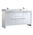 Fresca FCB8119WH-CWH-U Allier 60" White Modern Double Sink Bathroom Cabinet with Top & Sinks