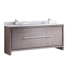 Fresca FCB8172GO-CWH-U Allier 72" Gray Oak Modern Double Sink Bathroom Cabinet with Top & Sinks