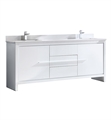 Fresca FCB8172WH-CWH-U Allier 72" White Modern Double Sink Bathroom Cabinet with Top & Sinks