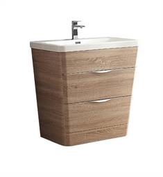 Fresca FCB8532WK-I Milano 32" White Oak Modern Bathroom Cabinet with Integrated Sink