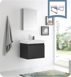 Fresca FVN8006BW Nano 24" Black Modern Bathroom Vanity with Medicine Cabinet