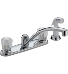Delta 2402LF Classic 6 3/8" Double Handle Deck Mount Kitchen Faucet with Side Spray in Chrome