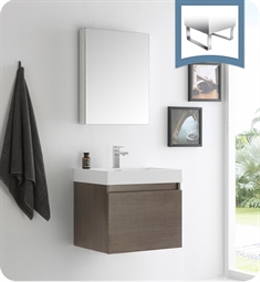 Fresca FVN8006GO Nano 24" Gray Oak Modern Bathroom Vanity with Medicine Cabinet