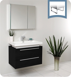Fresca FVN8080BW Medio 32" Black Modern Bathroom Vanity with Medicine Cabinet
