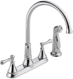 Delta 2497LF Cassidy 13 1/2" Double Handle Deck Mounted Kitchen Faucet with Side Spray