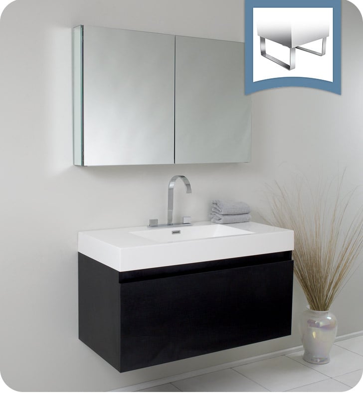 Fresca Fvn8010bw Mezzo 40 Black Modern, Black Bathroom Vanity Cabinet