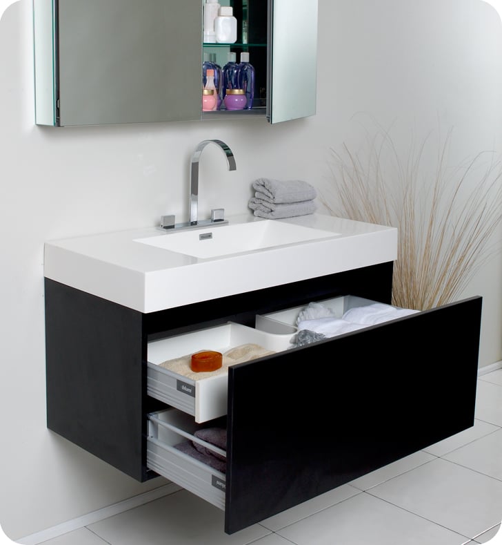 Black Modern Bathroom Vanity With, Contemporary Bathroom Wall Cabinets