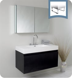 Fresca FVN8010BW Mezzo 40" Black Modern Bathroom Vanity with Medicine Cabinet
