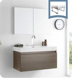 Fresca FVN8010GO Mezzo 40" Gray Oak Modern Bathroom Vanity with Medicine Cabinet
