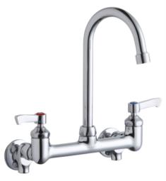 Elkay LK940GN05S 11" Double Handle Wall Mount Gooseneck Spout Kitchen Faucet with 1/2" Offset Inlets and Stop in Chrome