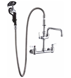 Elkay LK960AF08LC 41 1/8" Wall Mount Pre-Rinse Kitchen Faucet with 8" Arc Tube Spout and 1.2 GPM Spray Head in Chrome