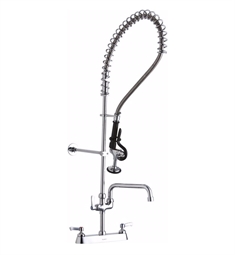 Elkay LK843AF14LC 41 1/8" Double Handle Deck Mounted Kitchen Faucet with 14" Arc Tube Spout and 1.2 GPM Spray Head in Chrome