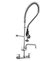 Elkay LK943AF12C 41 1/8" Wall Mount Pre-Rinse Kitchen Faucet with 12" Arc Tube Spout and 1.6 GPM Spray Head in Chrome