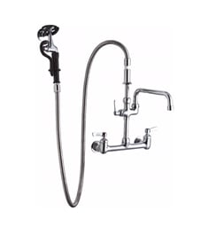 Elkay LK960AF12C 41 1/8" Wall Mount Pre-Rinse Kitchen Faucet with 12" Arc Tube Spout and 1.6 GPM Spray Head in Chrome