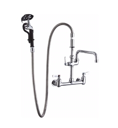 Elkay LK960AF14C 41 1/8" Wall Mount Pre-Rinse Kitchen Faucet with 14" Arc Tube Spout and 1.6 GPM Spray Head in Chrome